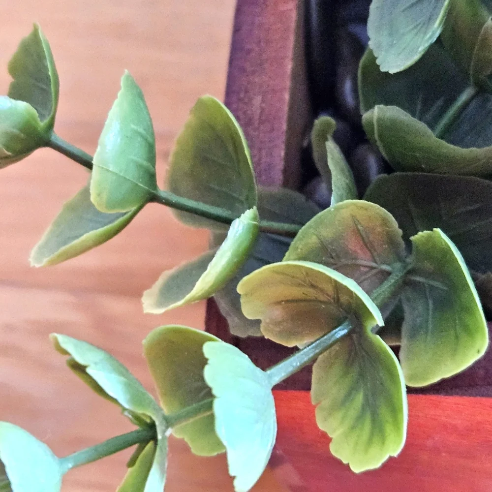 Faux Eucalyptus Greenery Wood Planter Box Farmhouse Table Centerpiece Decor